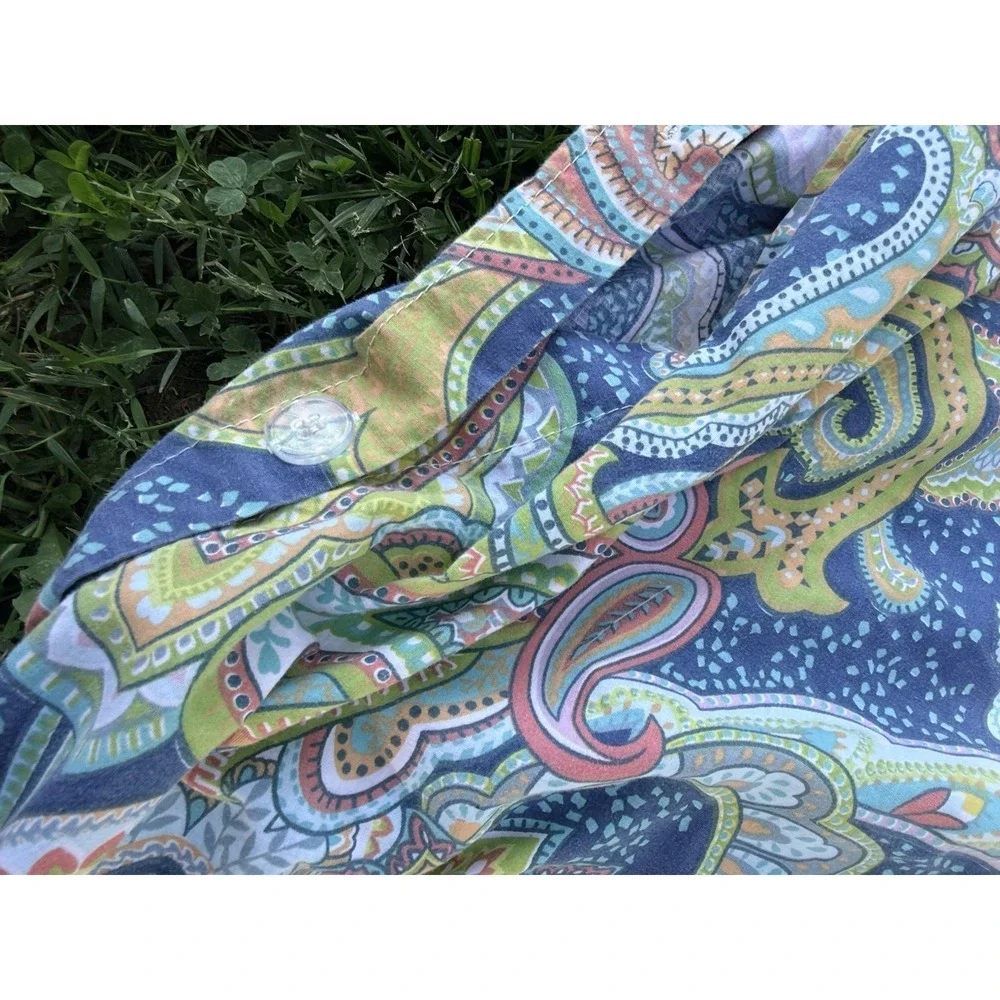 Pottery Barn Full/Queen Size Ana Paisley Duvet Cover Ocean Blue EUC 95x89